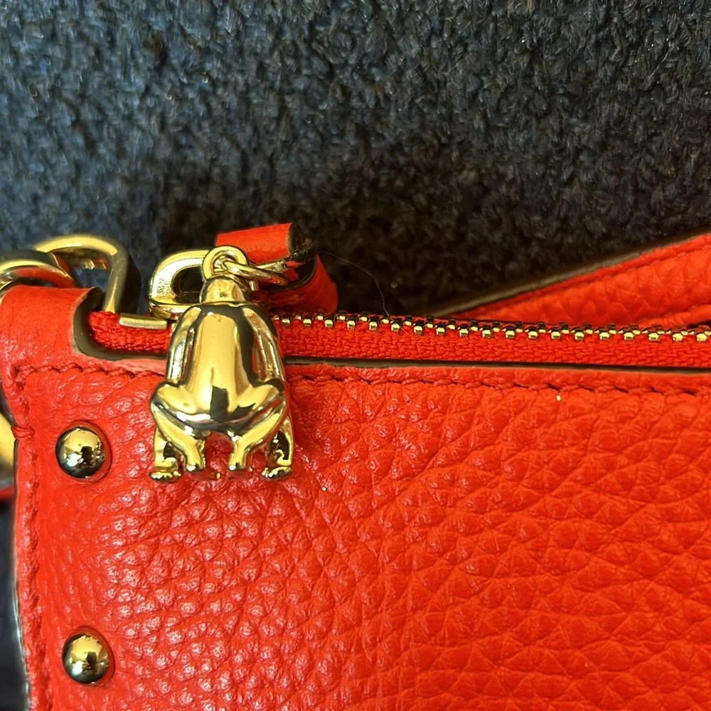 kate spade Red Pebbled Leather Studded Crossbody Satchel